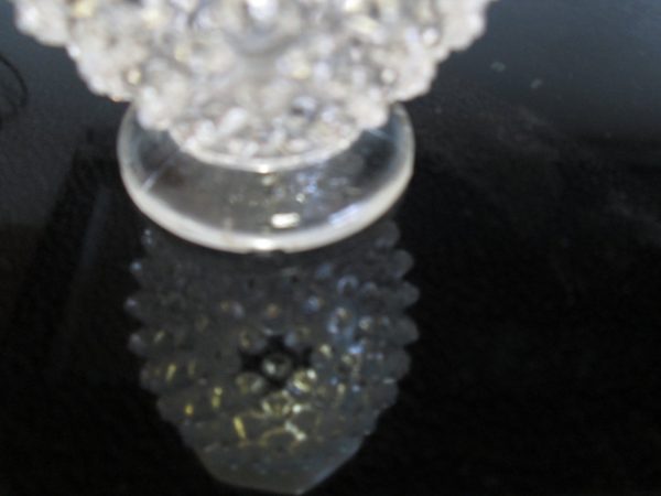 Vintage Miniature White Hobnail Vase with Opalescent White with clear with scalloped rim