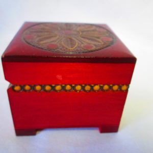 Vintage Modern Retro Hinged Box 1970's Poland Wooden Jewelry Storage Box handcrafted home decor Mid century style Flower carved lid