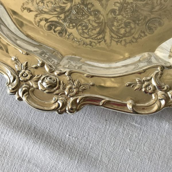 Vintage Round Towle Silverplate Tray 15 1/4" across Ornately detailed