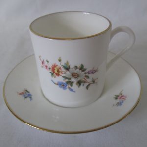 Vintage Royal Worcester England Fine Bone China Demitasse Tea Cup and Saucer Floral with gold trim