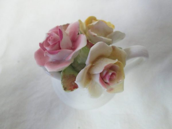 Vintage Royale Staffordshire Fine Bone China Flowers in Vase Pink and yellow roses in pitcher