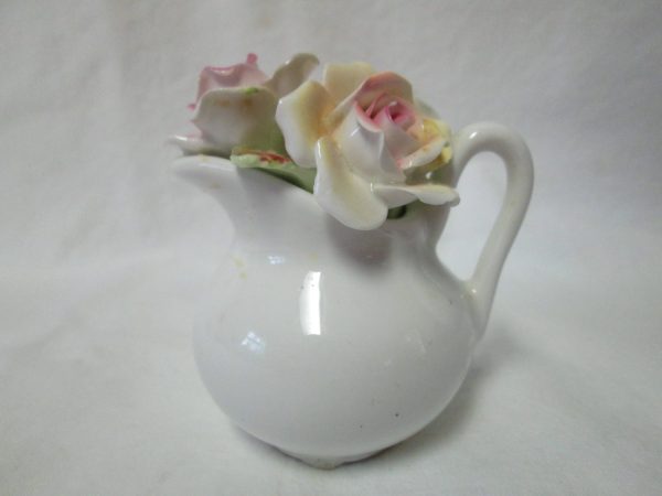 Vintage Royale Staffordshire Fine Bone China Flowers in Vase Pink and yellow roses in pitcher