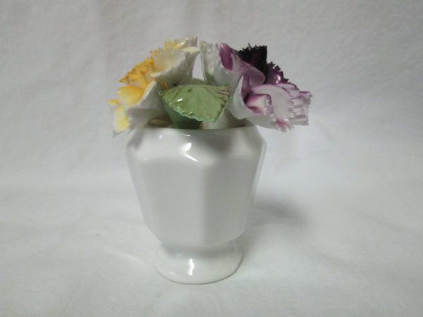 Vintage Royale Staffordshire Fine Bone China Flowers in Vase Yellow and purple Carnations