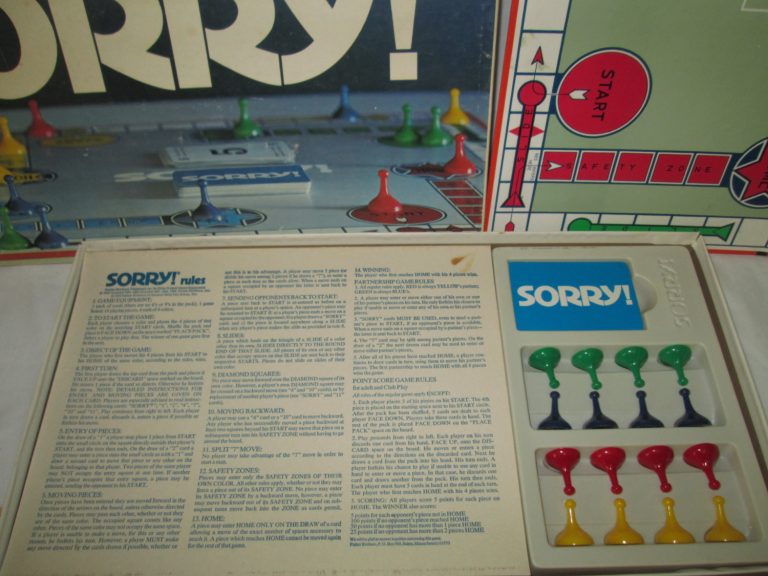 Vintage Sorry 1972 Board Game Parker Brothers 100% Complete Very Near ...