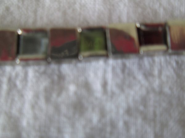 Vintage Sterling Silver Bracelet .925 with semi precious stones garnet amethyst peridot topaz aqua marine