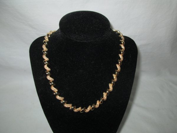 Vintage Sterling Silver with gold wash necklace .925 heavy sold piece Italy Mid Century