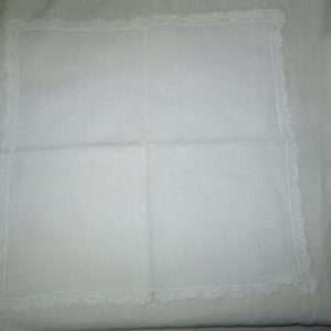 Vintage white crochet trim on white linen hankie wedding bridal gift handkerchief