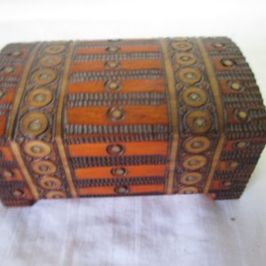 Vintage Wooden Box hand carved detailed design Made in Poland Mid century Modern Storage jewelry trinket box