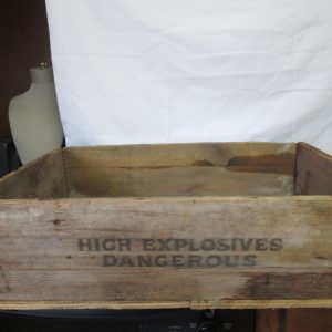 Vintage Wooden Dovetailed High Explosives Crate Box Dangerous Storage Military Collectible Display Garage Box