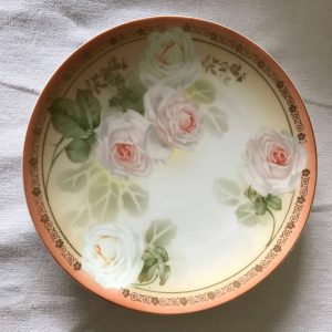 Absolutely Stunning RS Prussia Hand painted Plate Peach Roses and Trim with gold accents Farmhouse Shabby chic country cottage