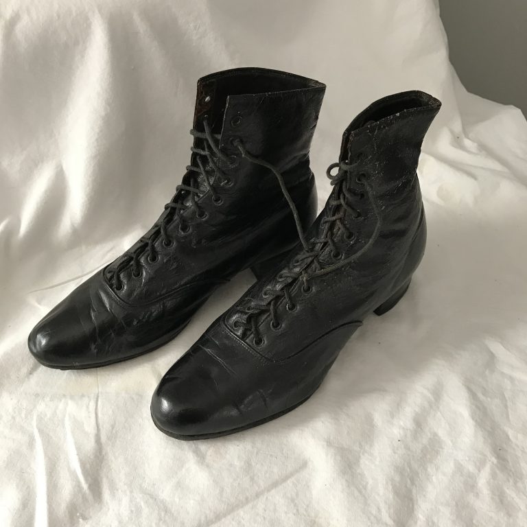 Antique 1915 shoe boots black leather museum studio display movie ...