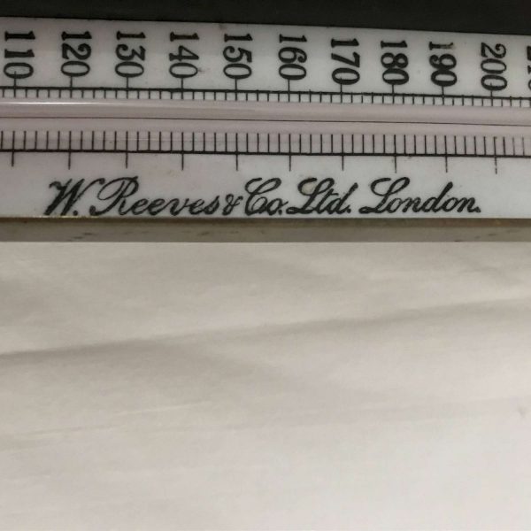 Antique Candy Thermometer Collectible wall hanging W. Reeves & Co. Ltd. London Wooden Porcelain Brass Farmhouse Cabin Lodge Primitive