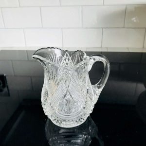 Antique Cut Glass creamer cream pitcher collectible tableware kitchen farmhouse cottage bed and breakfast Elegant dining serving