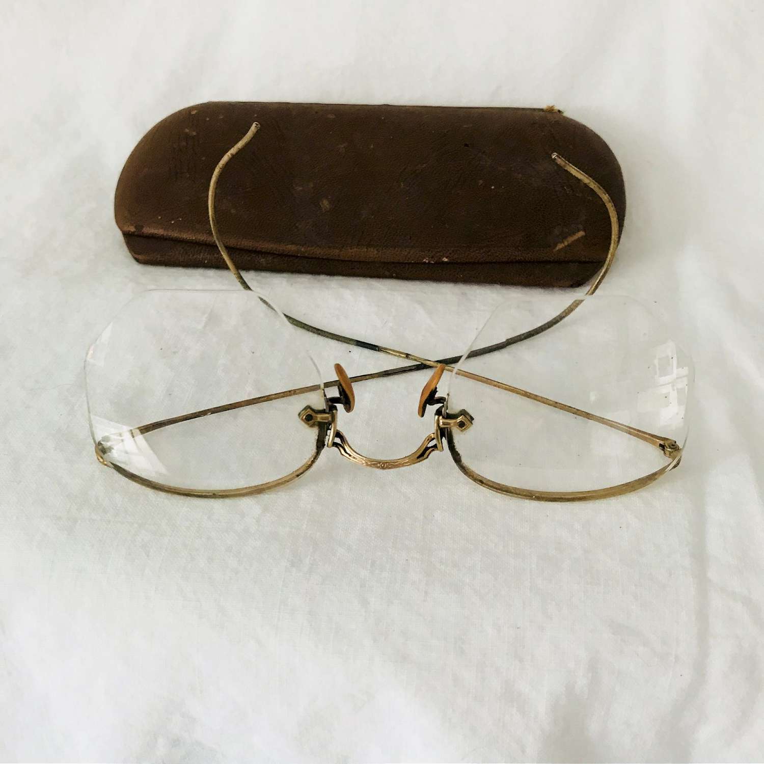 Antique eyeglasses gold wire rim 10-12K gold filled rims collectible ...