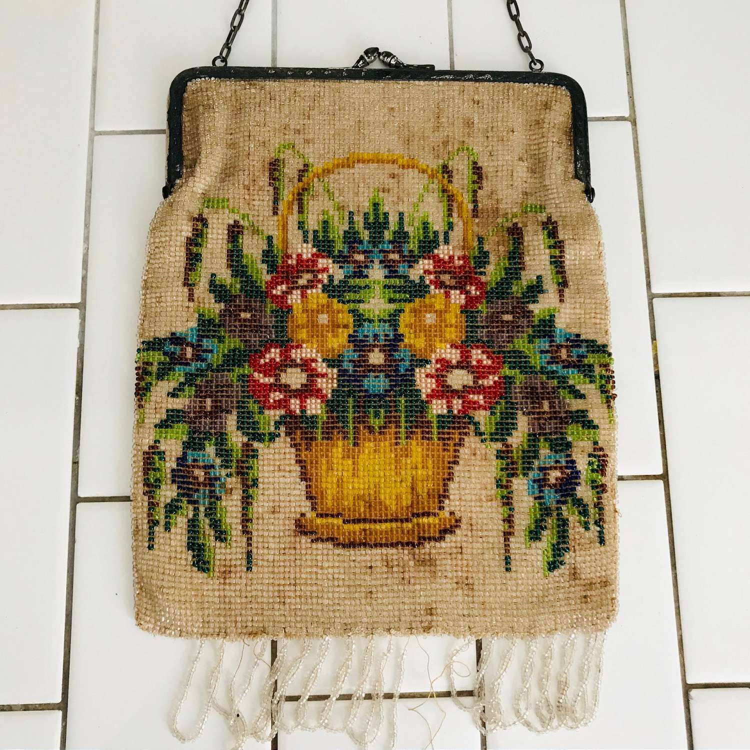Vintage beaded Bag with Floral Stitched Front at 1stDibs  beaded purses  vintage, vintage beaded purse, vintage beaded bags