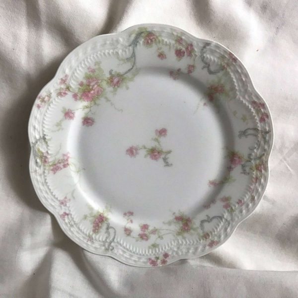 Antique Limoges Pink Floral 4 Princess luncheon plates France 1800's farmhouse collectible china dinnerware shabby chic serving dining