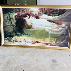 Art Deco Art Nouveau Print Picture "Lounging Lady" collectible wall art display Victorian decor farmhouse framed under glass vivid coloring