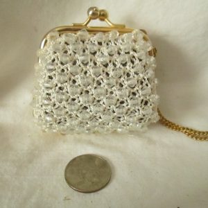 Beautiful Dainty Beaded Delia Italy Beaded Dance Purse Change Purse with Chain Gold tone