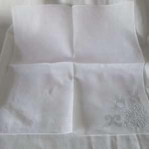 Beautiful Embroidered Bridal Hankie Cut work and detailed leaves and flowers grey