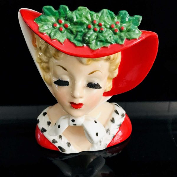 Beautiful Face Headvase 1961 Head vase Napco Japan Christmas RARE raised eyelashes collectible display farmhouse cottage