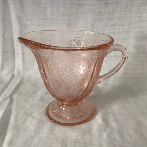 Beautiful large Royal Lace depression glass pink pitcher creamer 1930-34 farmhouse collectible vintage home decor kitchen creamer  1933 H.A.