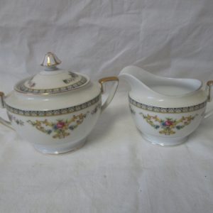 Beautiful Noritake Japan Mid Century Fine Bone China Floral Pattern Cream and Sugar