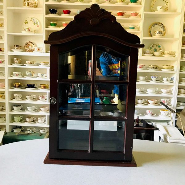 Beautiful Wall Haning or Sitting Trinket Storage Collectible Box with Glass front wood shelves Large Curio Cabinet mirrored back display