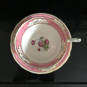 Bisto England tea cup and saucer England Fine bone china Birds with Pink rims gold trim Floral farmhouse collectible display coffee bride