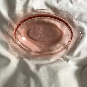 Depression glass Pink oval Vegetable bowl Mint condition Farmhouse Collectible Glass Cottage shabby chic display serving owl