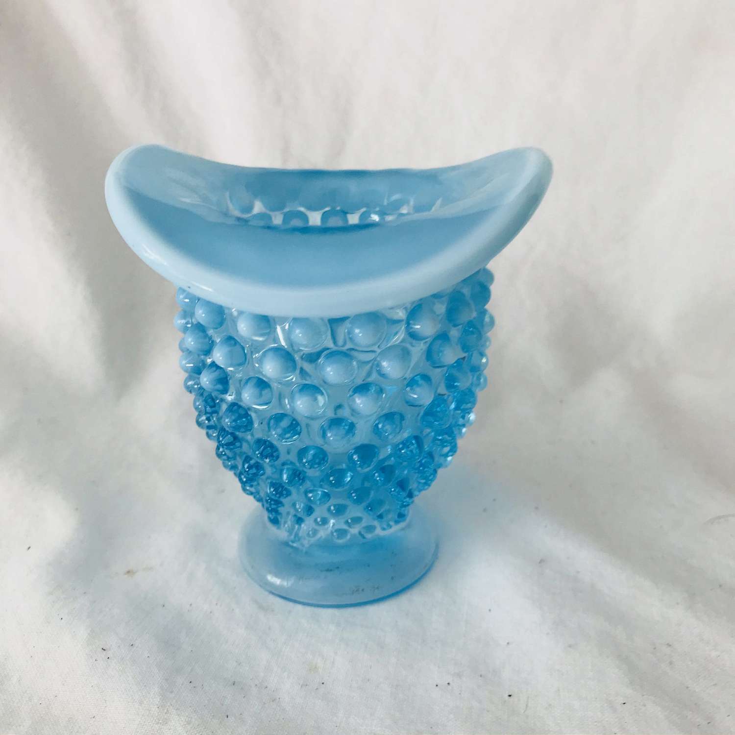 Fenton Hobnail 1950's aqua blue glass miniature vase 3 1/2