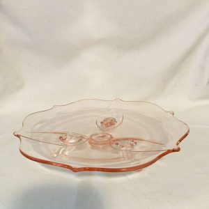 Footed Mint Dish Pink Depression Glass serving dining farmhouse collectible display glass table top display