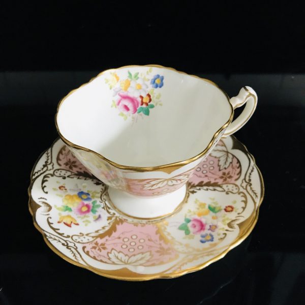 Hammersley Tea Cup and Saucer Dresden Flower floral England Wild Flowers Orange yellow blue Collectible Display Farmhouse Cottage