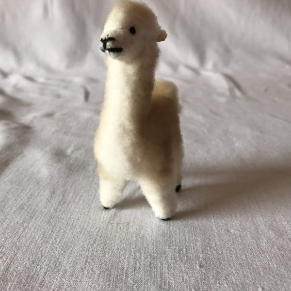 Hand Felted Peru Llama Miniature Figure 4 1/2" tall