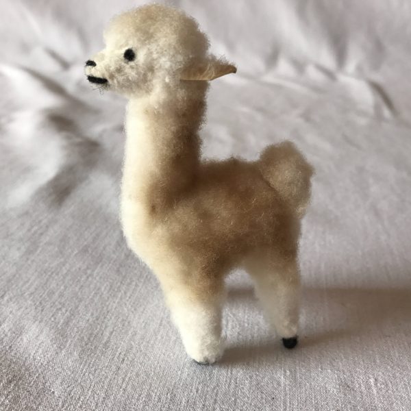 Hand Felted Peru Llama Miniature Figure 4 1/2" tall