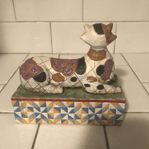 Jim Shore Collectible Calliope-crazy cat lady cat lovers display figurine Cat Calico with purple scrolls