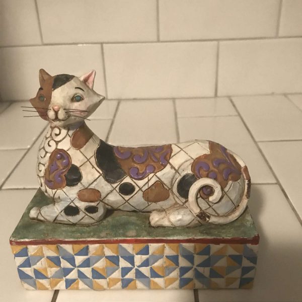 Jim Shore Collectible Calliope-crazy cat lady cat lovers display figurine Cat Calico with purple scrolls