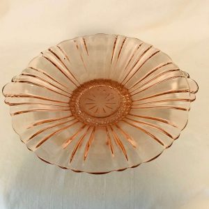 Old Cafe pattern Low Bowl Pink Depression Glass serving dining farmhouse collectible display glass table top display