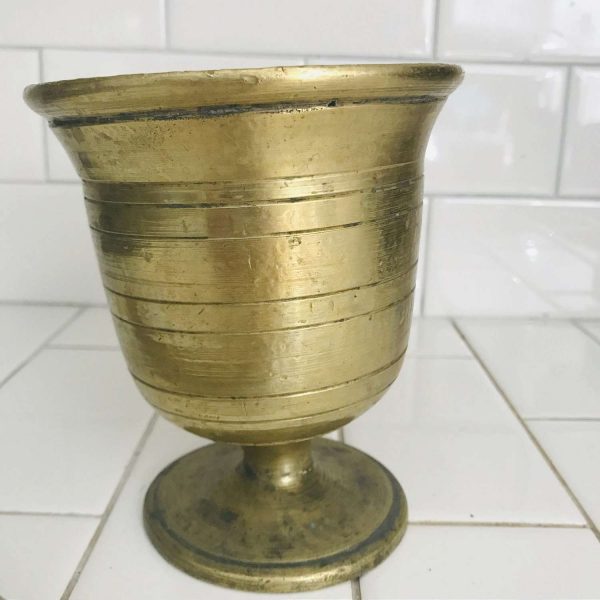 Pharmaceutical Mortar Pestle Large solid brass medical kitchen collectible display heavy duty 4 lbs. 14 oz 5 1/4" tall doctor's office