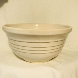 Pottery Mixing Bowl White Unmarked farmhouse cottage shabby chic collectible display rustic primitive kitchen decor