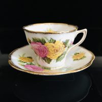 Rosina Cup & Saucer, Purple Roses & Heavy Gold Edges, Tea Cup 17877 – The  Vintage Teacup