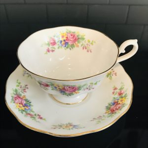 Royal Albert tea cup and saucer England Fine bone china floral bouquets inside and out collectible display coffee serving cottage