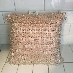 Satin and Crystal Peach Bed Pillow Square orante Kas Australia 10" x 10" square collectible bed and breakfast display pillow bedroom