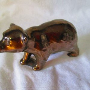 Small porcelain luster ware bear figurine Vintage Mid Century piece