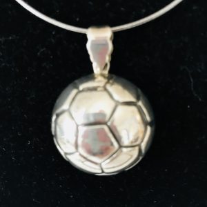 Sterling Silver Soccer ball 1/2 ball flat back Soccer MOM .925 9 grams