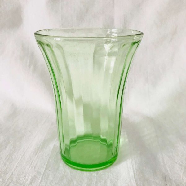 Uranium Glass paneledl Pattern tumbler cup bright green farmhouse collectible display kitchen dining kitchen cottage bathroom glass