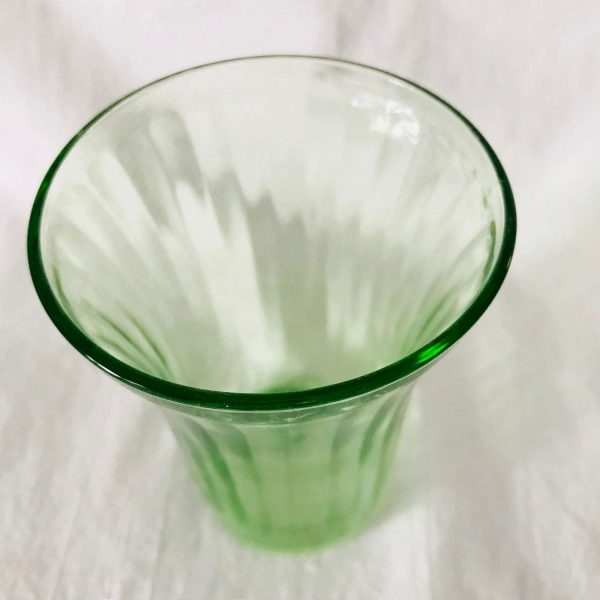 Uranium Glass paneledl Pattern tumbler cup bright green farmhouse collectible display kitchen dining kitchen cottage bathroom glass