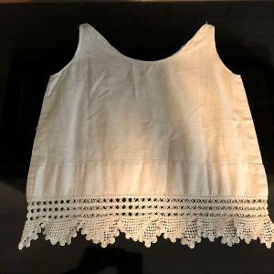 Victorian Camisole Cotton Women's undershirt ruffled bottom crochet trim White 100% cotton display collectible movie prop