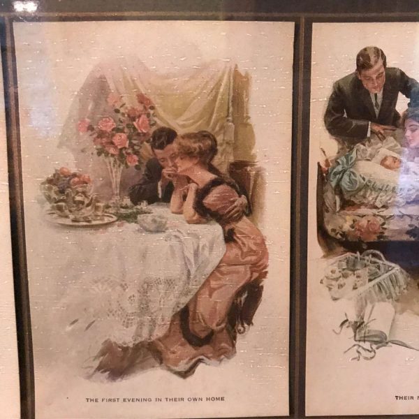 Victorian Life's Eventful Days; Proposal Trousseau Wedding Honeymoon First Evening new house & new love (baby) Cards Picture Wall Decor Art