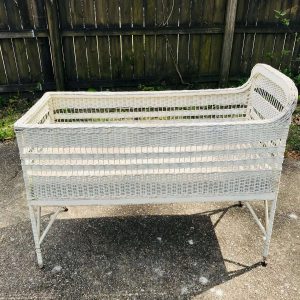 Victorian Wicker Baby Crib Basket with Casters Beautiful Antique Wicker 48" x 24"