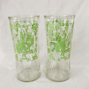 Vintage 1950's Pair of glass tumblers water Iced tea 14 oz farmhouse collectible display kitchen serving 6 1/4" tall 2 7/8" across